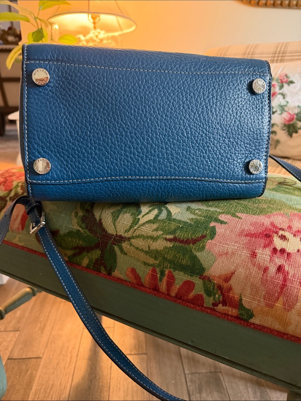 Michael Kors Deep Blue Pebbled Leather Satchel with Crossbody Strap - Picture 2 of 6